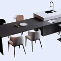 Italian-style island counter bar counter operating table dining table and chairs 3d model