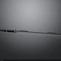 Samurai Sword With Polished Metal Blade And Traditional Hilt On Dark Background