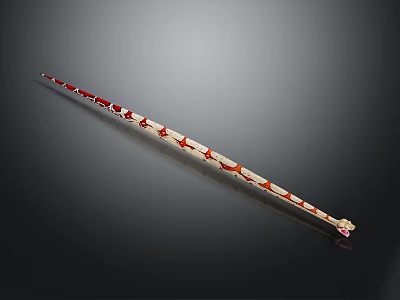 Ornamental Long Stick With Red White Pattern And Pink End Decoration 3d model