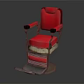 Red Recliner Chair With Black Armrests Footrest And Metal Base Design