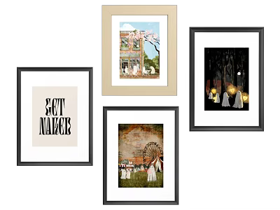 Diverse Framed Artworks With Various Themes For Home Wall Decoration 3d model