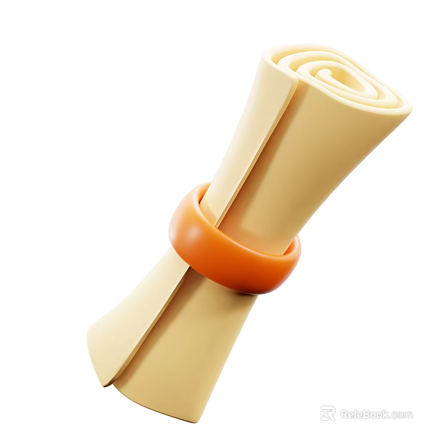 Rolled Up Notebook Secured With Orange Ring And Modern Compact Design 3d model 