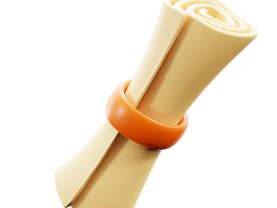Rolled Up Notebook Secured With Orange Ring And Modern Compact Design 3d model
