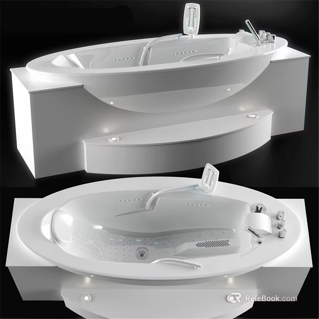 Modern Luxury Bathtub Design With Built in Control Panel And LED Lights 3d model 