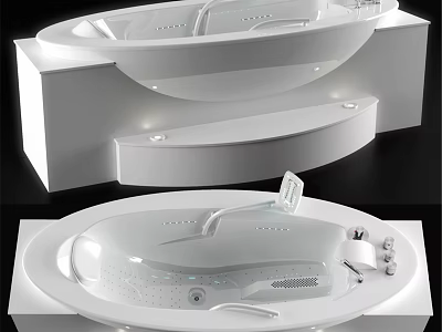 Modern Luxury Bathtub Design With Built in Control Panel And LED Lights 3d model