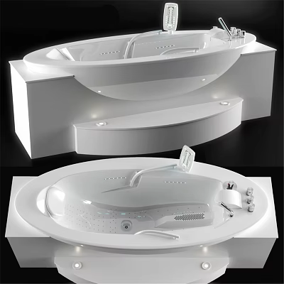 Modern Luxury Bathtub Design With Built in Control Panel And LED Lights 3d model