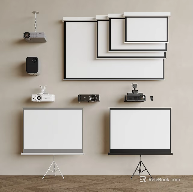 Projection Monitoring System Setup With Multiple Projectors Screens Cameras And Devices 3d model 