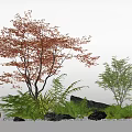 arbor landscape tree red maple landscape tree maple moss terrain 3d model