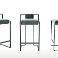 Modern Gray and Red Bar Stools With Metal Frame And Upholstered Seats