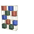 Modern Multicolored Metal Frame Shelving Unit With Colored Doors And Storage Tiers
