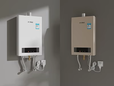 Wall Mounted Kitchen Water Heaters In White And Golden Colors For Home Use 3d model