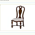 Wooden Dining Chair With Beige Fabric Seat And Carved Back In Mahogany Furniture Interior