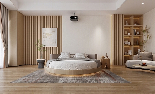 Modern Room Round Bed Hotel Room 3d model