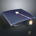 Practical Dark Blue Square Living Mat Featuring White Round Knob Striped Cord And Yellow Connector