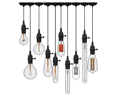 Industrial LOFT chandelier glass bulb chandelier 3d model