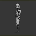 Detailed Clone Trooper 3D Model With White Gray Armor Standing Pose