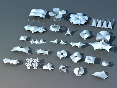 Various Tensile Membrane Structures with Different Architectural Designs and Shapes for Modern Construction 3d model