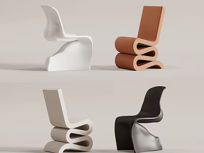 Modern Accent Chairs With Unique Curved Spiral Design White Brown Beige Black For Contemporary Home Decor 3d model