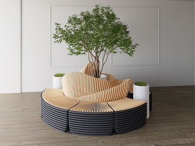 Modern Outdoor Chair Outdoor Seat Green Plant Tree Pool model