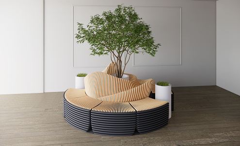 Modern Outdoor Chair Outdoor Seat Green Plant Tree Pool 3d model