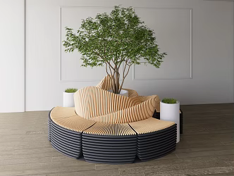 Modern Outdoor Chair Outdoor Seat Green Plant Tree Pool 3d model