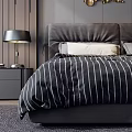Modern Background Double Bed Double Bed Combination 3d model