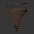 Round Wooden Table With Curved Railing Design And Tapered Pedestal Base