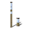 Outdoor Pillar Lights With Glass Panels And Decorative Metal Frames For Garden