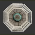 Elegant Ornate Traditional Wooden Architectural Structure With Green Dome And Stepped Base