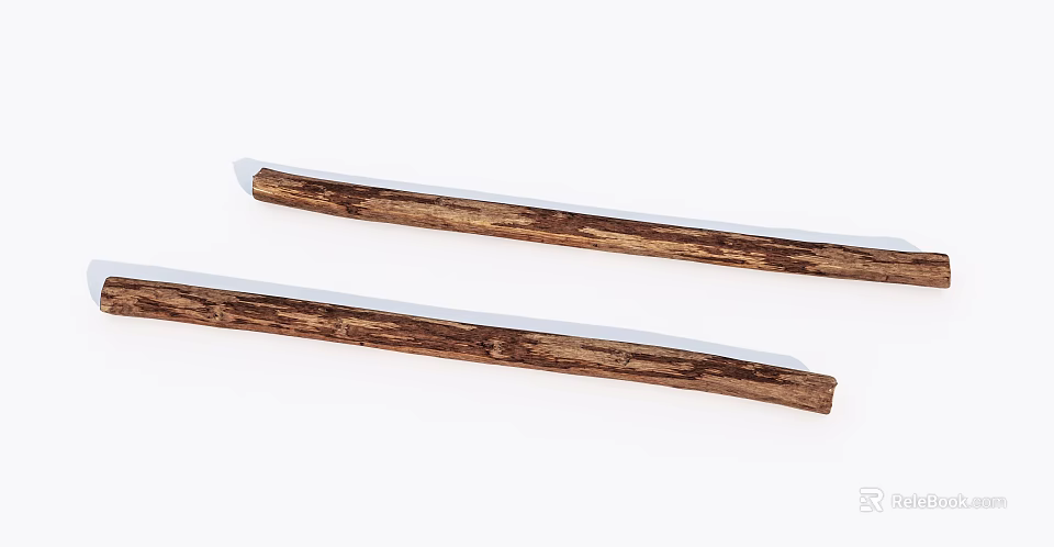 Stone Wood Brown Textured Pieces With Natural Surface On White Background 3d model 