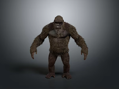 Tall Shaggy Furred Humanoid Creature With Muscular Build In Standing Posture 3d model