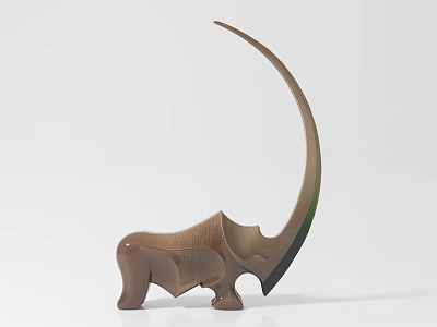 Modern Wooden Rhinoceros Ornament Set With Minimalist Home Decor Design 3d model