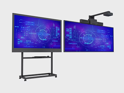 Public Facility Interactive Digital Screens With Mobile Stands And Tech Data Visualization 3d model