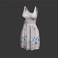 Woman Wearing White Sleeveless Dress With Colorful Floral And Paint Drip Patterns