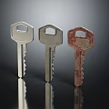 Modern Key Door Key Golden Key 3d model