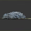 Natural Blue Stone with Wood Accent Green Grass Soil and Rough Texture