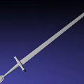 White Medieval Sword With Sharp Blade And Round Pommel On Blue Background 3d model