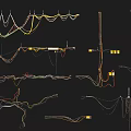 Complex Industrial Equipment Wiring Systems With Multi Colored Cables And Metal Structures