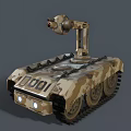 Tracked Utility Vehicle With Camouflage Design Mechanical Arm Headlights And Number 0001