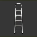 White Folding Ladder With Black Handrails And Reflective Steps On Dark Background