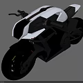 Black And White Modern Motorcycle With Sleek Aerodynamic Body Design Features 3d model