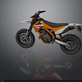 Orange And White Off Road Dirt Bike With Black Seat And Large Knobby Tires