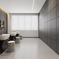 Elegant Luxury Beauty Salon Interior Design with Reception Desk Transparent Partition Seats And Sculpture