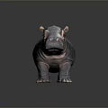 Adorable Baby Hippo Toy With Gray Skin Orange Ears And Smooth Shiny Surface