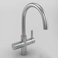 Modern Stainless Steel Faucet Featuring Curved Spout Control Handle And Digital