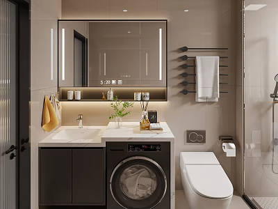 Bathroom Cabinet Hanging Mirror Washstand Faucet Bath Supplies Ornaments Washer Bathroom Cabinet 3d model