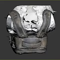 Vintage Worn Texture Backpack Displayed On White Mannequin With Gray Background 3d model