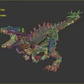 Mechanical Dinosaur With Metal Gears Spiked Back And Sharp Claws 3d model