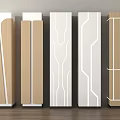 Modern Decorative Columns Featuring Various Geometric Patterns And Wood White Tones 3d model