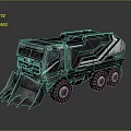 Black And Silver Heavy Construction Truck With Front Shovel And Red Accents